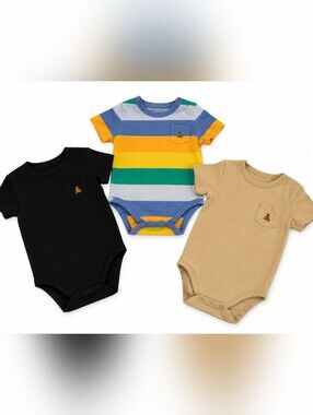 Baby GAP Bundle Navy Blue, Striped, & Khaki Baby One-Piece Bodysuits Size 6-12mo